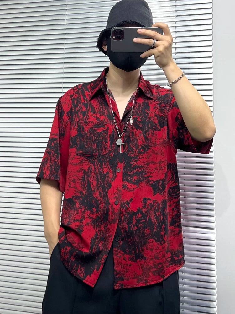 Men's 2025 Summer New Thin Original Personalized Tops Printed Loose Comfort Handsome Chic Shirts Men's Short-sleeve Trendy Shirt