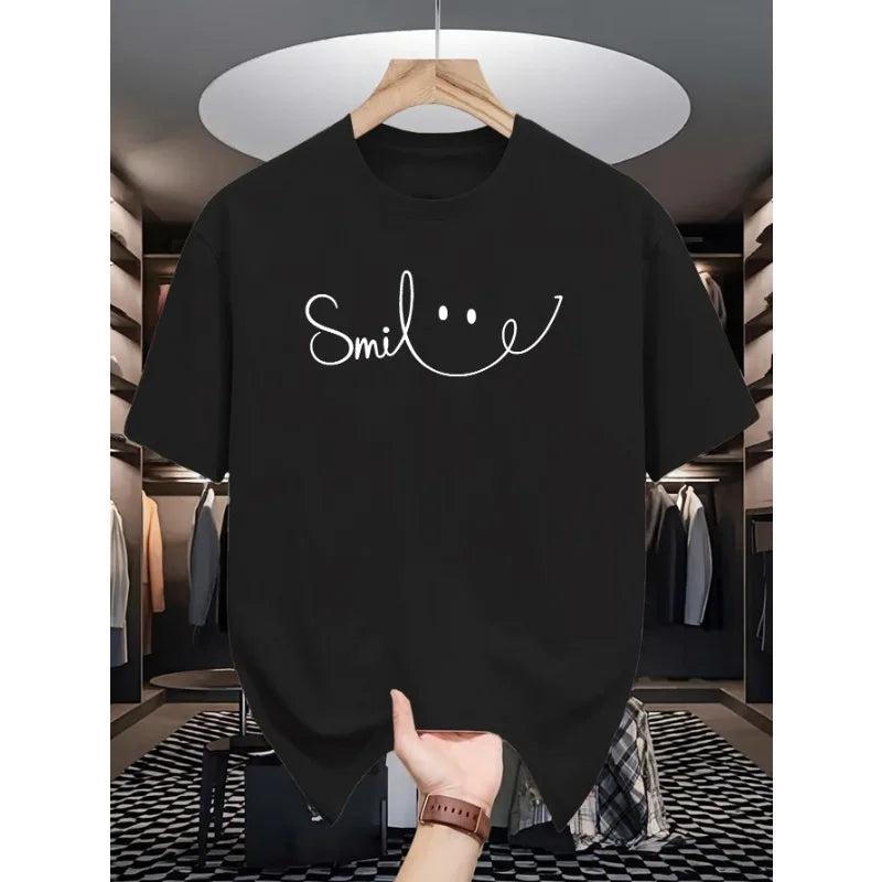 2025 T Shirt De Smile Men's Breathable Sporty Pattern Printed T-shirt, Casual and Fashionable Short-sleeved T-shirt, Top Summer