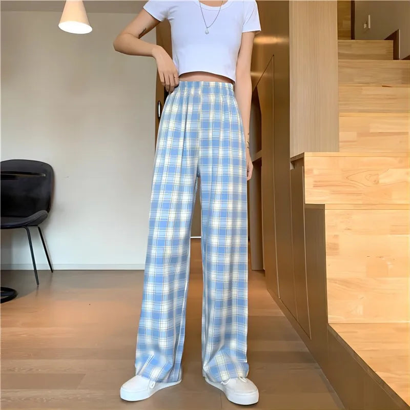 2025 New Women Christmas Pajama pants Autumn Winter Plaid Printed Pants Fashion Casual Wide Leg Pants Clothing Streetwear
