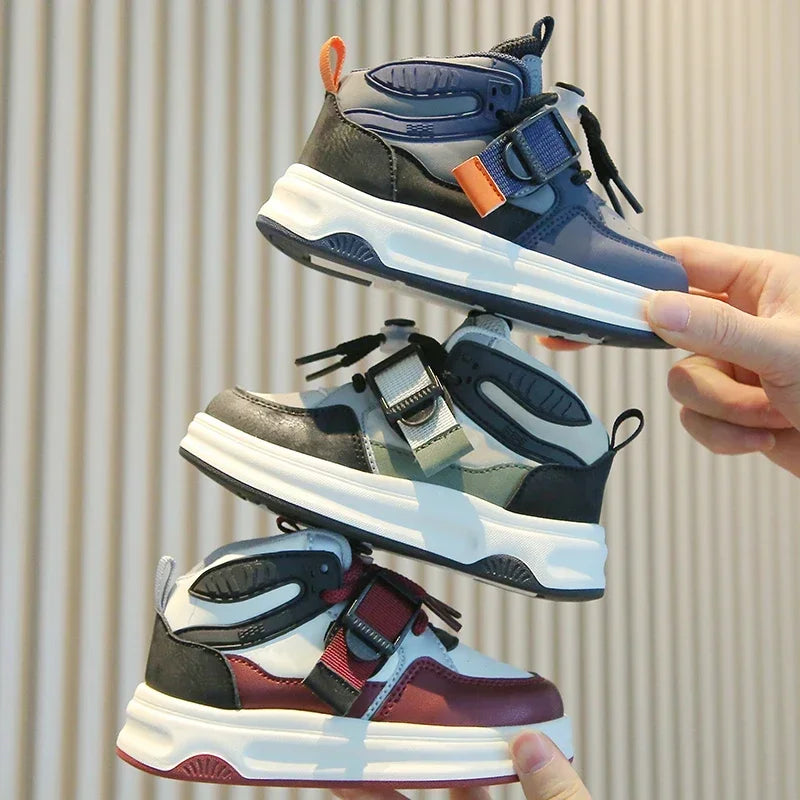 Kid Sneakers School High-top Causal Sports Shoes for Boy Non-slip Spring Autumn Children Fashion Girls Chunky Basketball Shoes