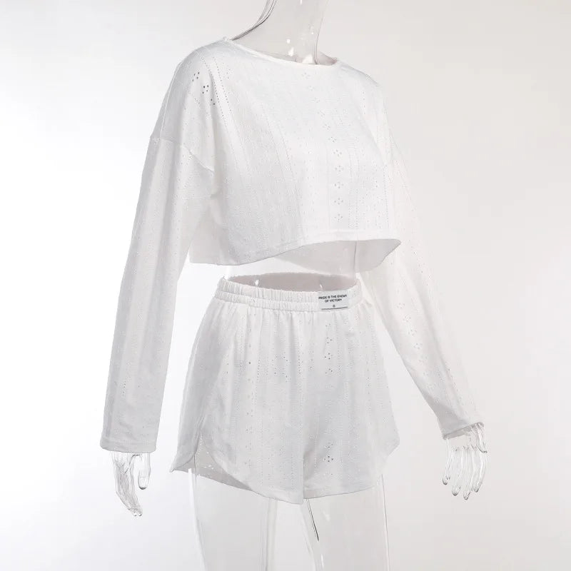 Women's Pajamas Set Sleepwear Spring Long Sleeve Tops With Shorts Home Clothes 2 Piece Sets Pyjama Femme Loungewear Pijama Mujer