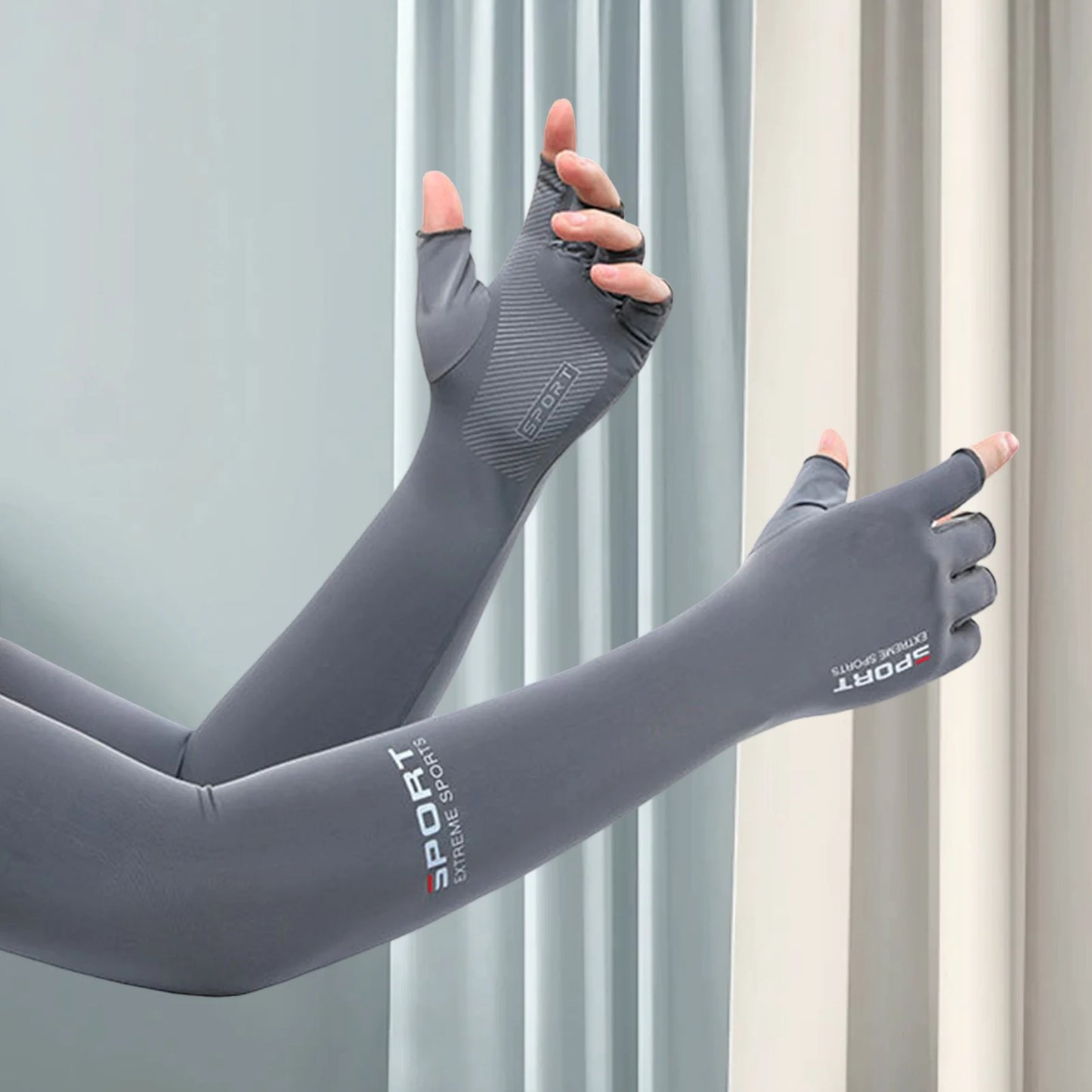 Summer Anti-UV Cooling Ice Silk Arm Sleeves Breathable Stretchy Cover UV Protection Sun Sleeves for Cycling Running Sports