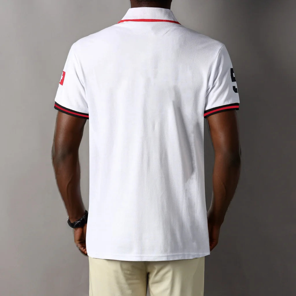 New Swiss polo shirts men short sleeved polo collars fashionable casual sporty high-end pure cotton micro elastic embroidery
