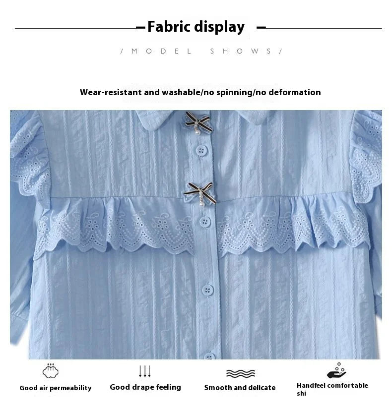 Summer Dress Women's Shirt T-Shirt New Women's Shirt Cotton Shirt Women's Foreign Design Sense Niche Short Sleeve Lace Top