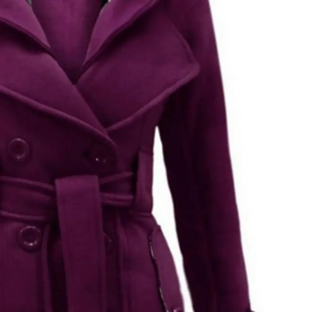 British Style Women Woolen Coat with Belt 2025 Double-Breasted Winter Coat Women's Jacket Double Neckline Plaid Hooded Overcoat