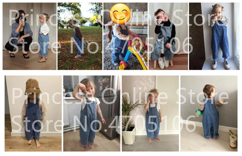 2025 Autumn New Children Loose Overalls Baby boys girls casual Jean Jumpsuit Solid Outwear Cloth 1-7Y Kids high qualit bib pants