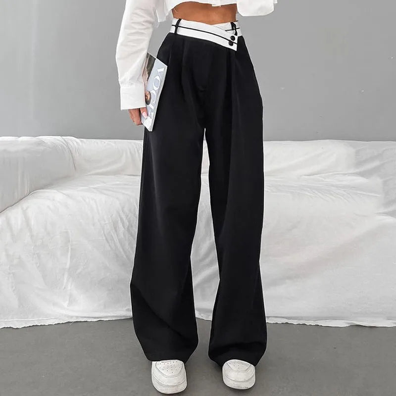 Women Pants Casual Wide Leg Pants for Women Black Suit Pants Office Lady Straight Pants High Waist Trousers Women Clothes Outfit
