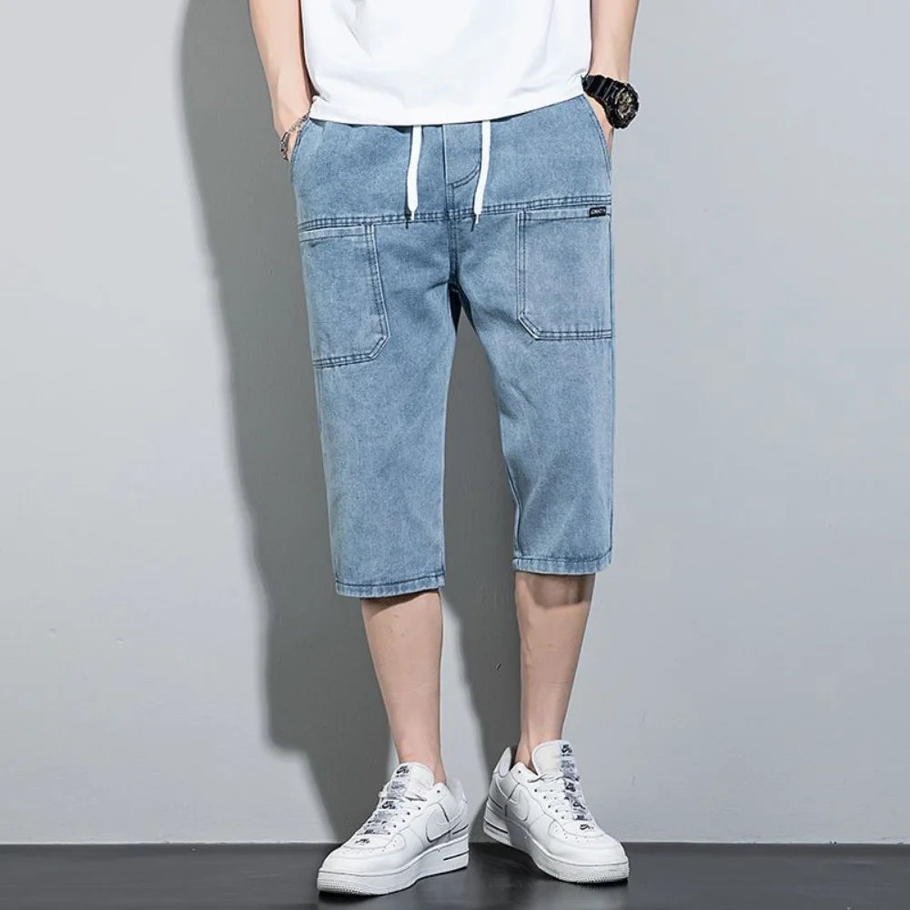 new Mens Summer Denim Short Men Jeans Fashion Streetwear Hip Hop Long 3/4 Capri Cargo Shorts bermuda masculina ropa hombre