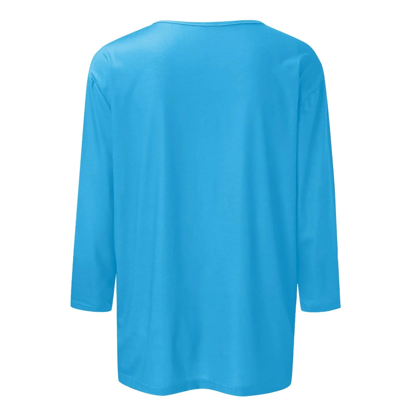 Women's T-Shirt Fashion Casual Everyday Versatile V-Neck 3/4 Length Sleeve Tops Solid Color Printed T-Shirt Top