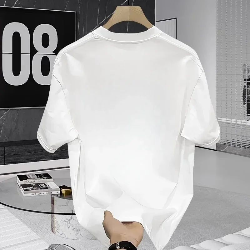 Printed T-shirt Men's Short sleeve 2025 summer loose fashion brand letter half sleeve Breathable Body shirt 100% cotton top