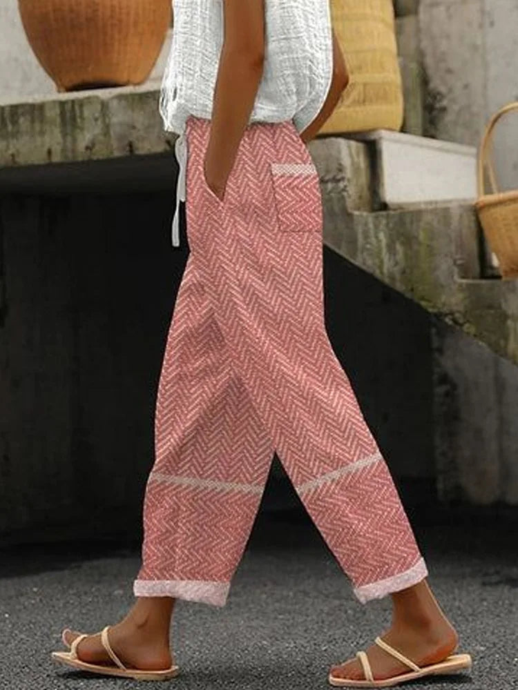 Women Pants New Summer Autumn Boho Style Sleepwear Wide Leg Pants High Waist Casual Female Calf-Length Clothes Loose Trousers