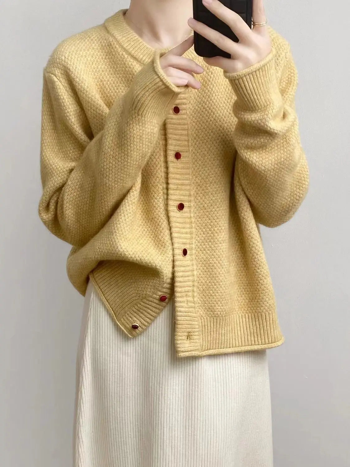 Sweater Coat for Women Autumn Winter New Collection High-End Loose Knit Cardigan