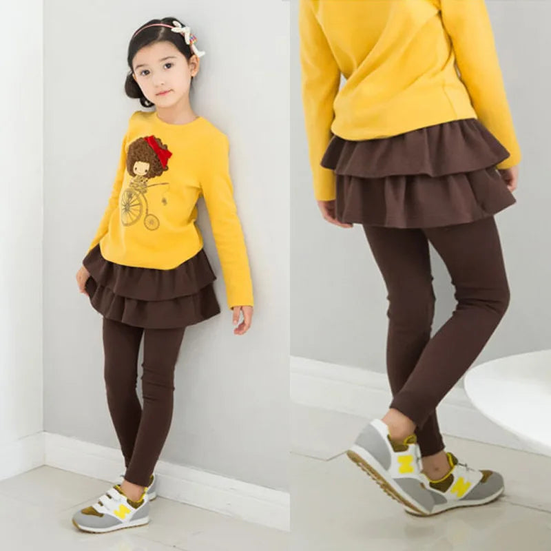 New Autumn Winter Girls Dress Leggings Design Printed Cotton Children's Pants Kids Leggings Girl Skirt Children Dress