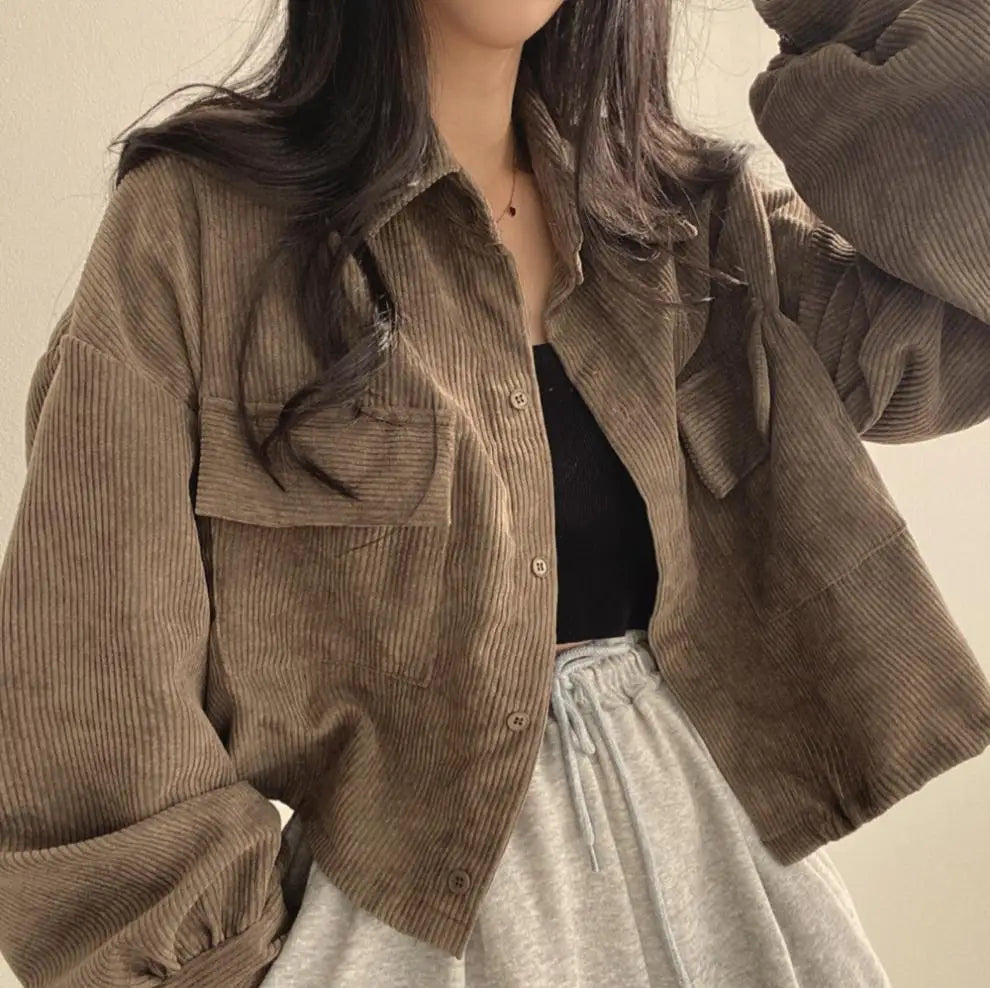Women Coats Jackets Turn Down Collar Casual Loose Full Sleeve Coat Y2k Streetwear Jacket Work Outerwear Autumn Winter 2025