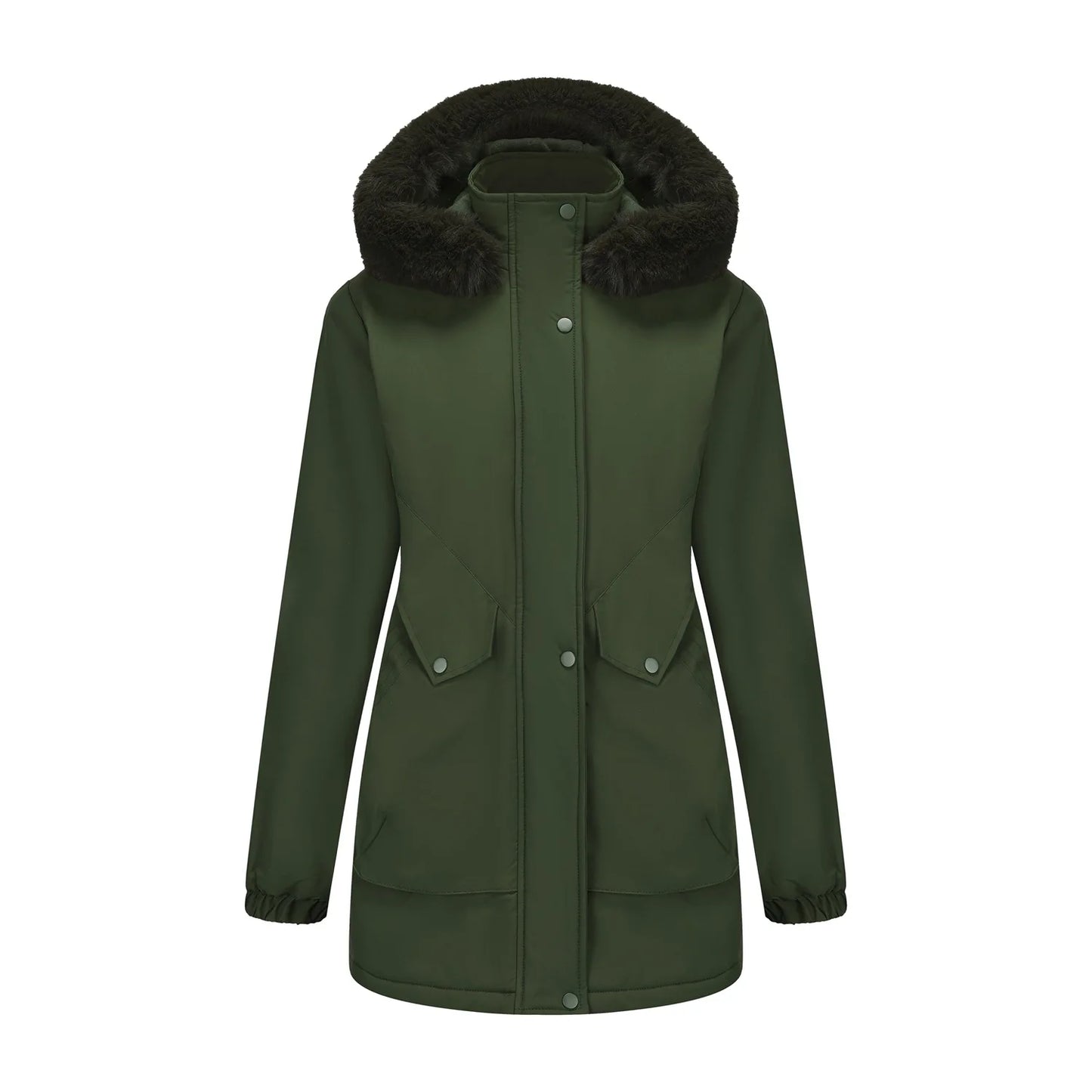 Cotton Coat Women 2025 Winter Mid-length Parka Plus Velvet Korean Style Large Fur Collar Plus Velvet Coat