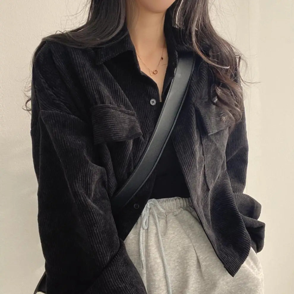 Women Coats Jackets Turn Down Collar Casual Loose Full Sleeve Coat Y2k Streetwear Jacket Work Outerwear Autumn Winter 2025