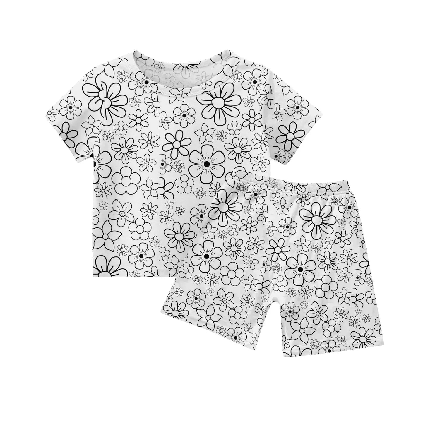 Children's Pajama Party DIY Graffiti Simple Drawing Home Clothes Colorable Two Piece Pajama Set Kids DIY Coloring Clothing