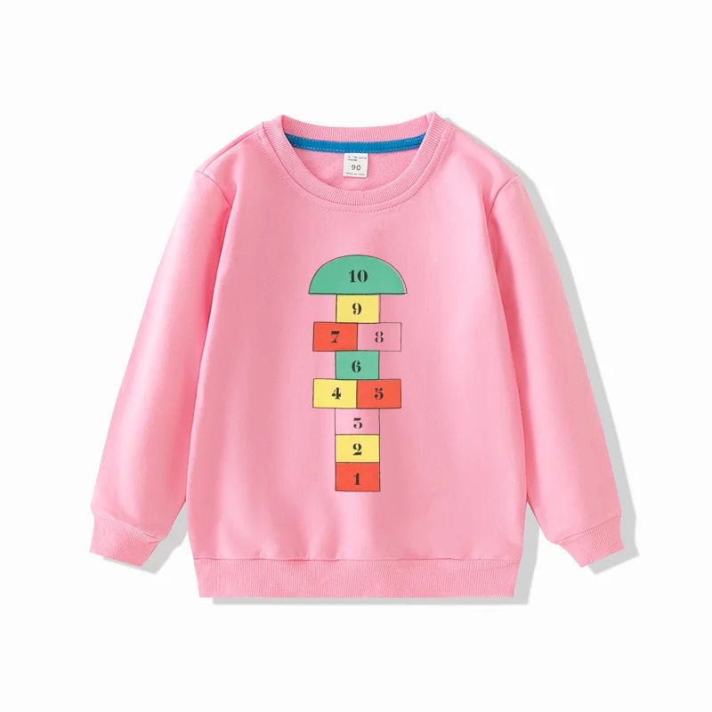 2025 Autumn Boys Girls Sweatshirts Long Sleeve Tops for Kids Children T-shirts Terry Toddler Pullover Baby Outfits Tees Clothing
