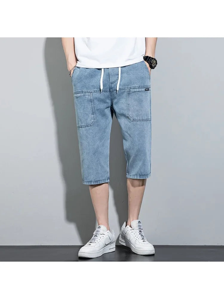 new Mens Summer Denim Short Men Jeans Fashion Streetwear Hip Hop Long 3/4 Capri Cargo Shorts bermuda masculina ropa hombre