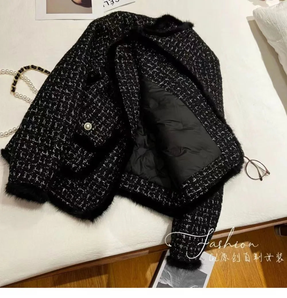 Women Coats Round Neck Full Sleeve Lamb Wool Jackets Single Breasted Slim Fit Thick Coat Open Stitch Elegant Outerwear 2024