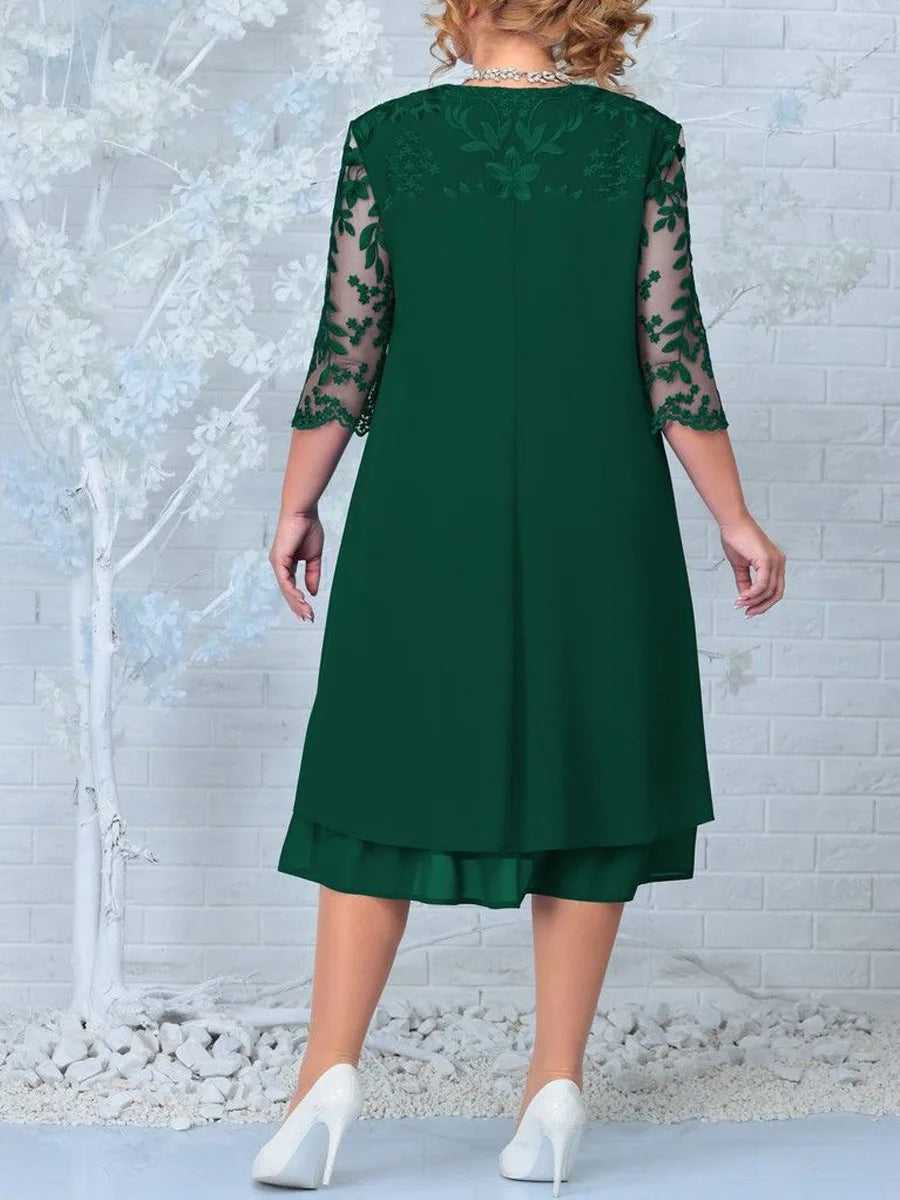 Plus Size Dresses For Women Elegant Embroidery Chiffon Prom Formal Wedding Evening Party Banquet Prom Women Clothing Vestidos