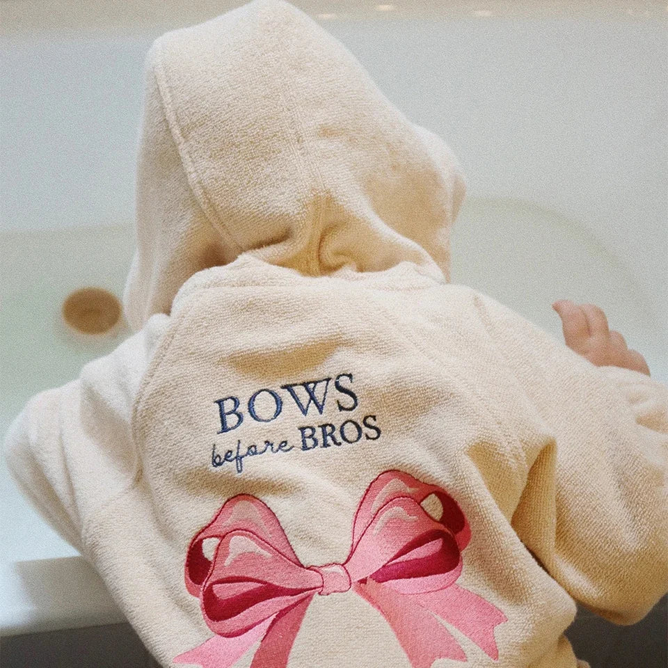 Children Cotton Bathrobe 2025 KS New Girls Embroidery Bath Towel Cloak Boys Hooded Pyjamas Baby Kids Soft Bath Robe Nightgown