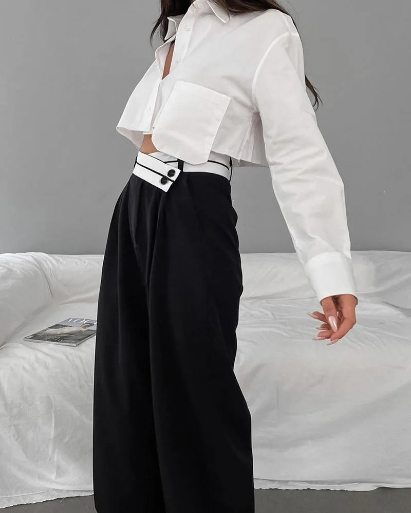 Women Pants Casual Wide Leg Pants for Women Black Suit Pants Office Lady Straight Pants High Waist Trousers Women Clothes Outfit