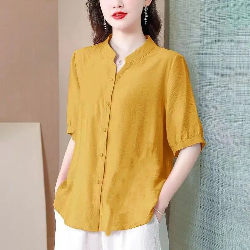 Summer 2025 Pure Cotton Shirt New Retro Top Loose New Breathable Top