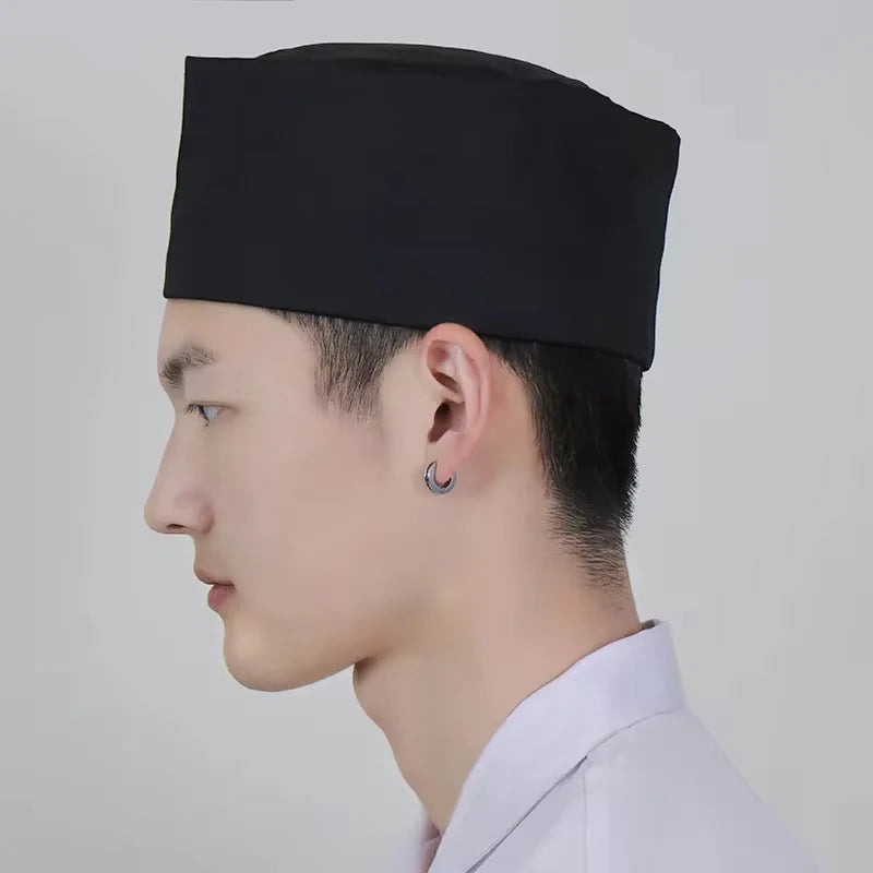 Chef Hats for Men Women Chef Beanie Cook Caps for Japanese Korean Style Cuisine Hats Thick Thin Net Flat Cap for Sushi Waiter