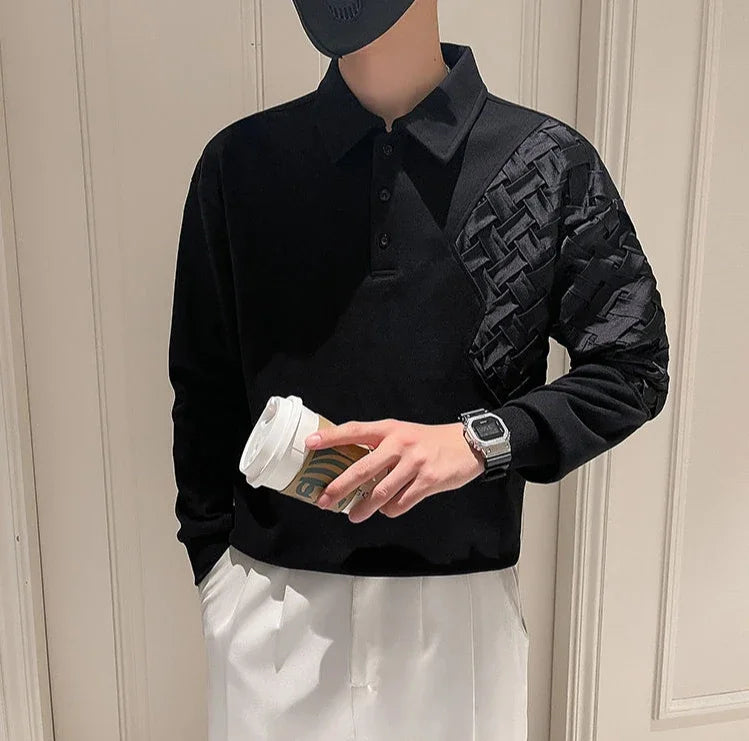 Polo T Shirt for Men 100℅ Cotton Pullovers Unicolor Man Sweatshirt Black Plain Sale Quotes Full Sleeve Designer Korean Autumn Xl