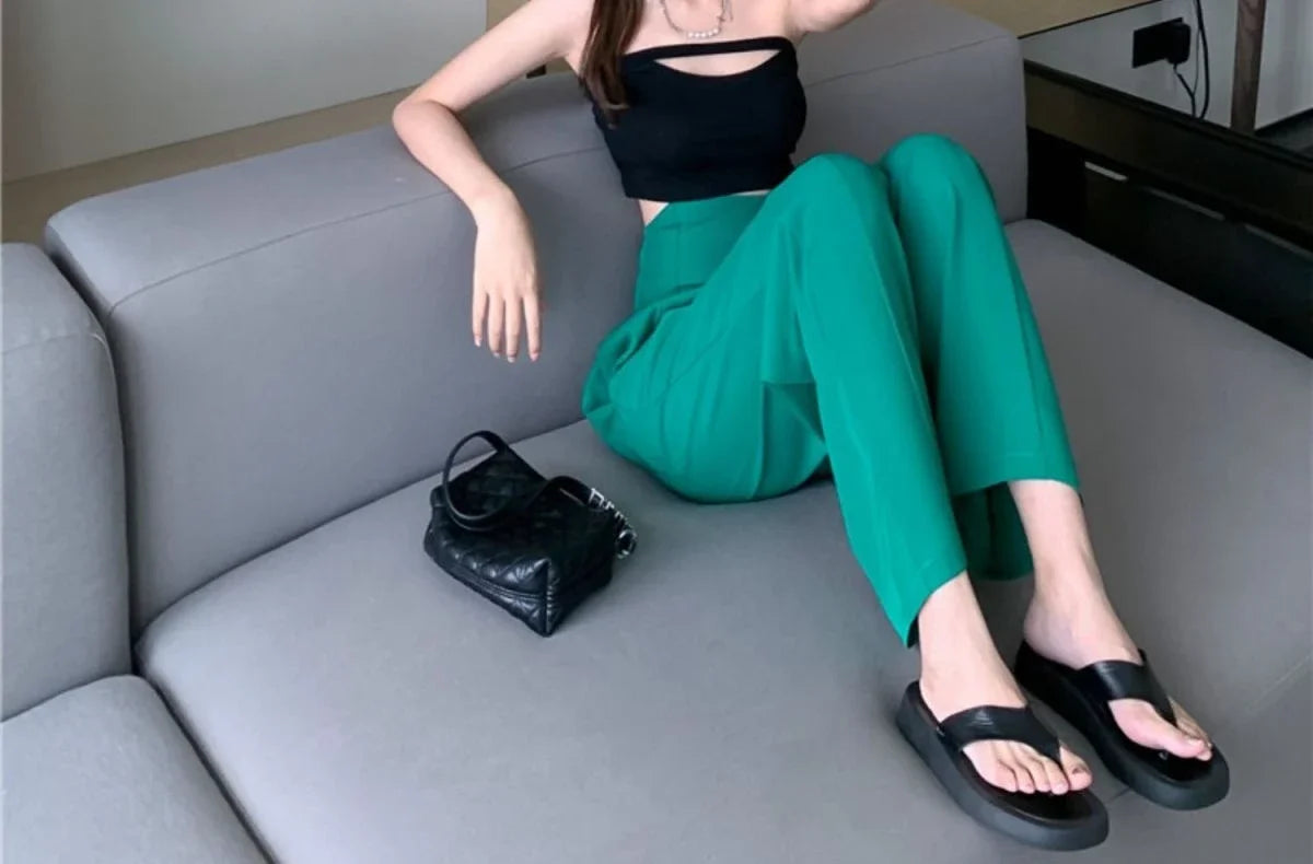 Female Pants Work Flare High Waist Clothes Tailoring Office Trousers for Women Black Aesthetic Harajuku Comfortable Stretch G