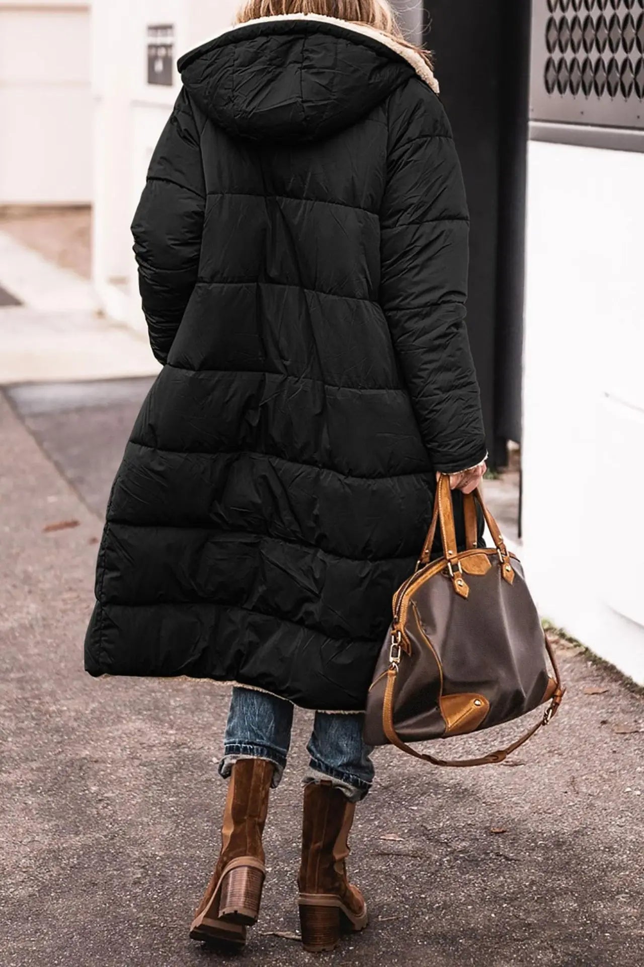 Fashion Women's Coat Winter Hooded Long Sleeve Long Warm Temperament Comfortable Casual Solid Color Ladies Coat