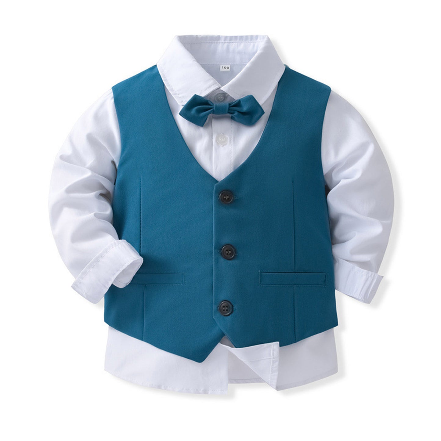 Boys Suits Gentleman Tuxedo Bow Tie Shirt Suit Vest Pants 4 Pcs Chic Toddler Baby Clothes Gentleman Outfit for Baptism Birthday