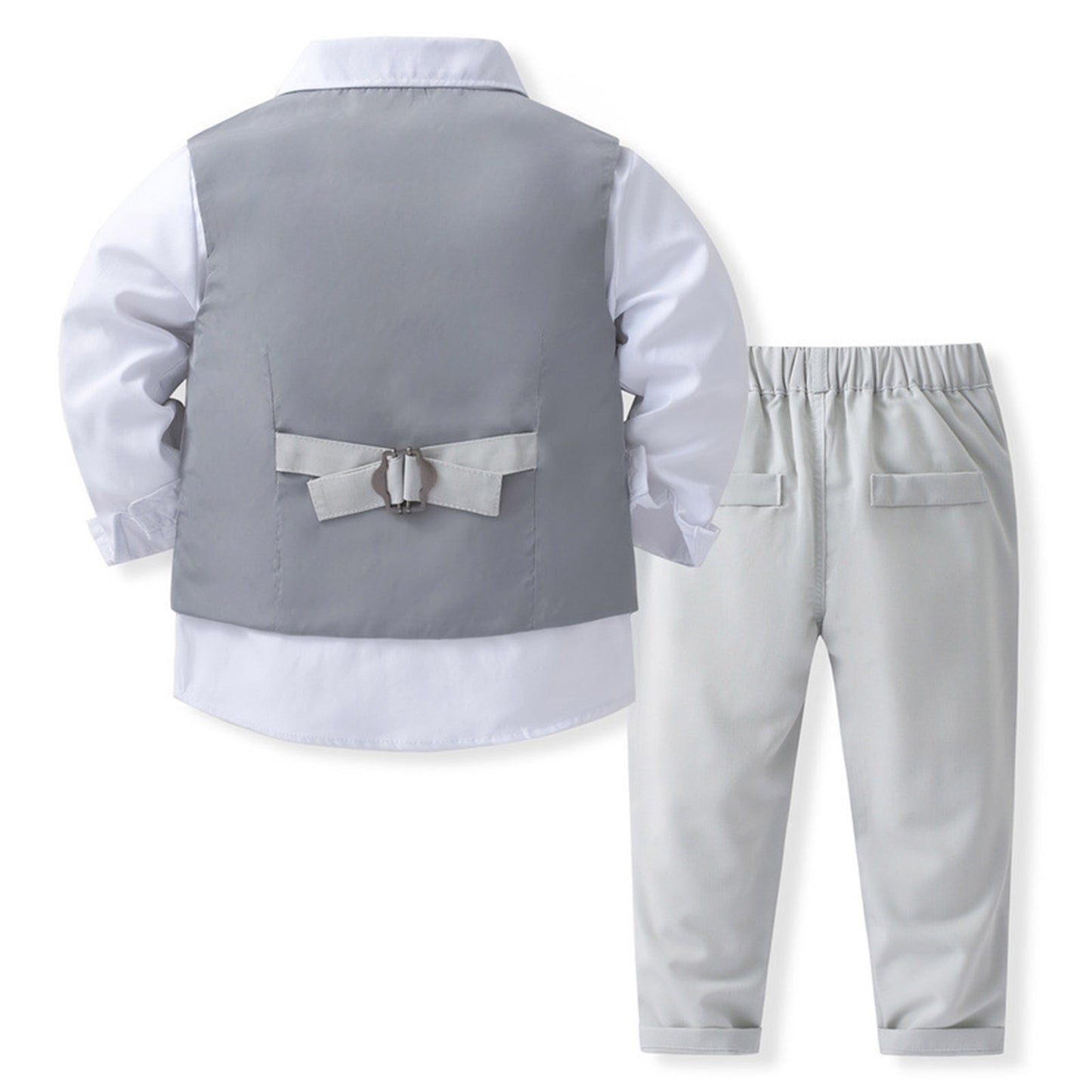 Boys Suits Gentleman Tuxedo Bow Tie Shirt Suit Vest Pants 4 Pcs Chic Toddler Baby Clothes Gentleman Outfit for Baptism Birthday