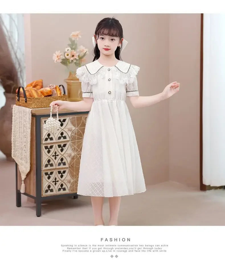 Girls' Dress 2025 Summer New Style Little Girls' Children's Princess Dress, Sweet and Elegant Summer Dress for Adults