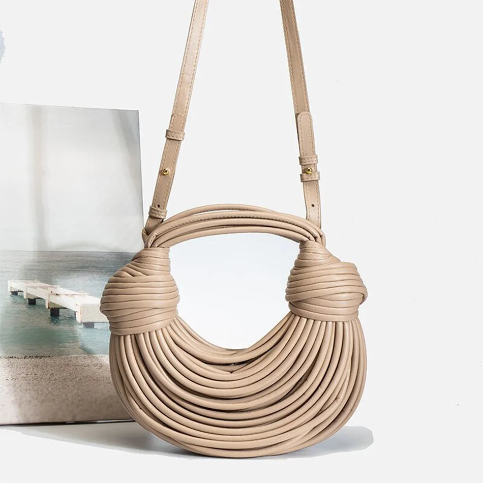 Handbags for Women Gold Luxury Designer Brand Handwoven Noodle Bags Rope Knotted Pulled Hobo Silver Evening Clutch Chic