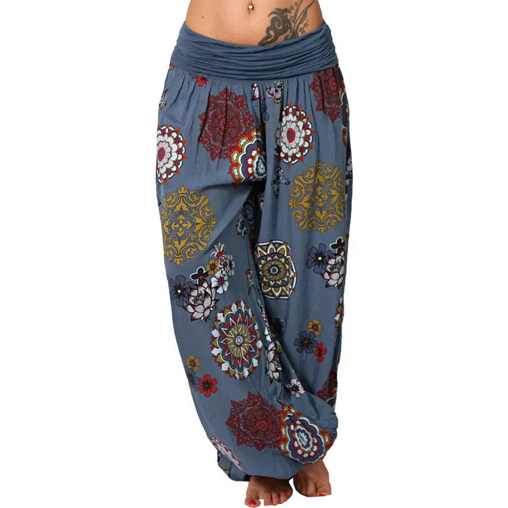 Women's Clothing Haren Pants New Digital Print Long Wide Leg Pants Retro Casual Pants Vacation Style Party Outfit