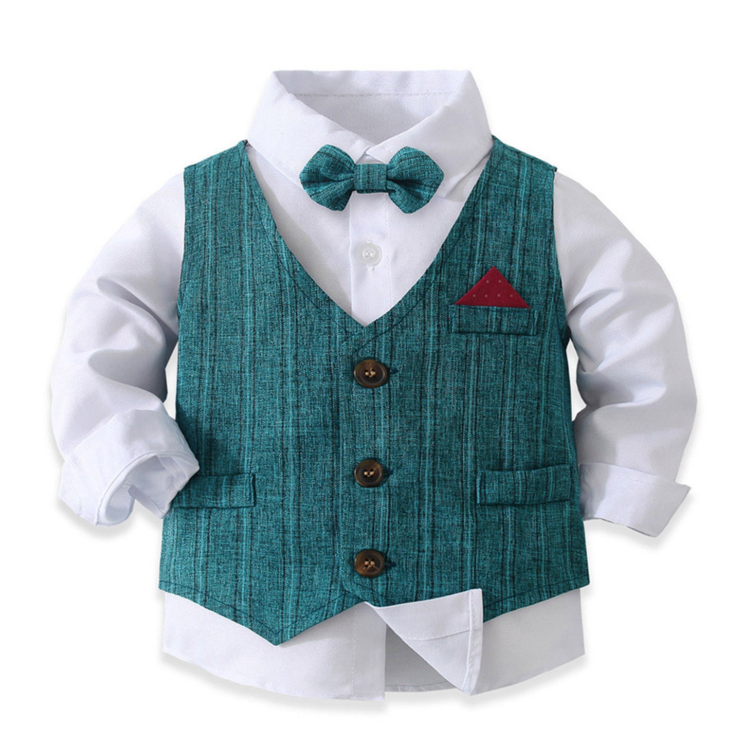 Boys Suits Gentleman Tuxedo Bow Tie Shirt Suit Vest Pants 4 Pcs Chic Toddler Baby Clothes Gentleman Outfit for Baptism Birthday