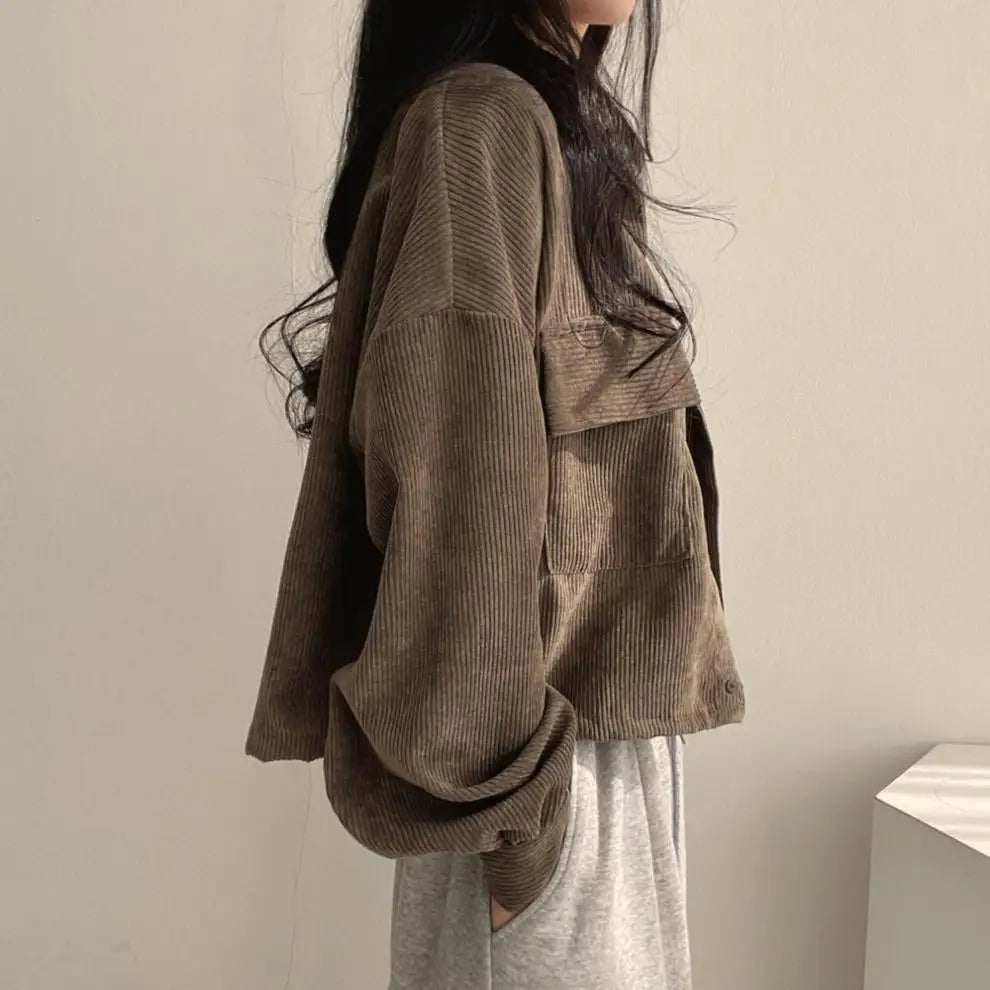 Women Coats Jackets Turn Down Collar Casual Loose Full Sleeve Coat Y2k Streetwear Jacket Work Outerwear Autumn Winter 2025