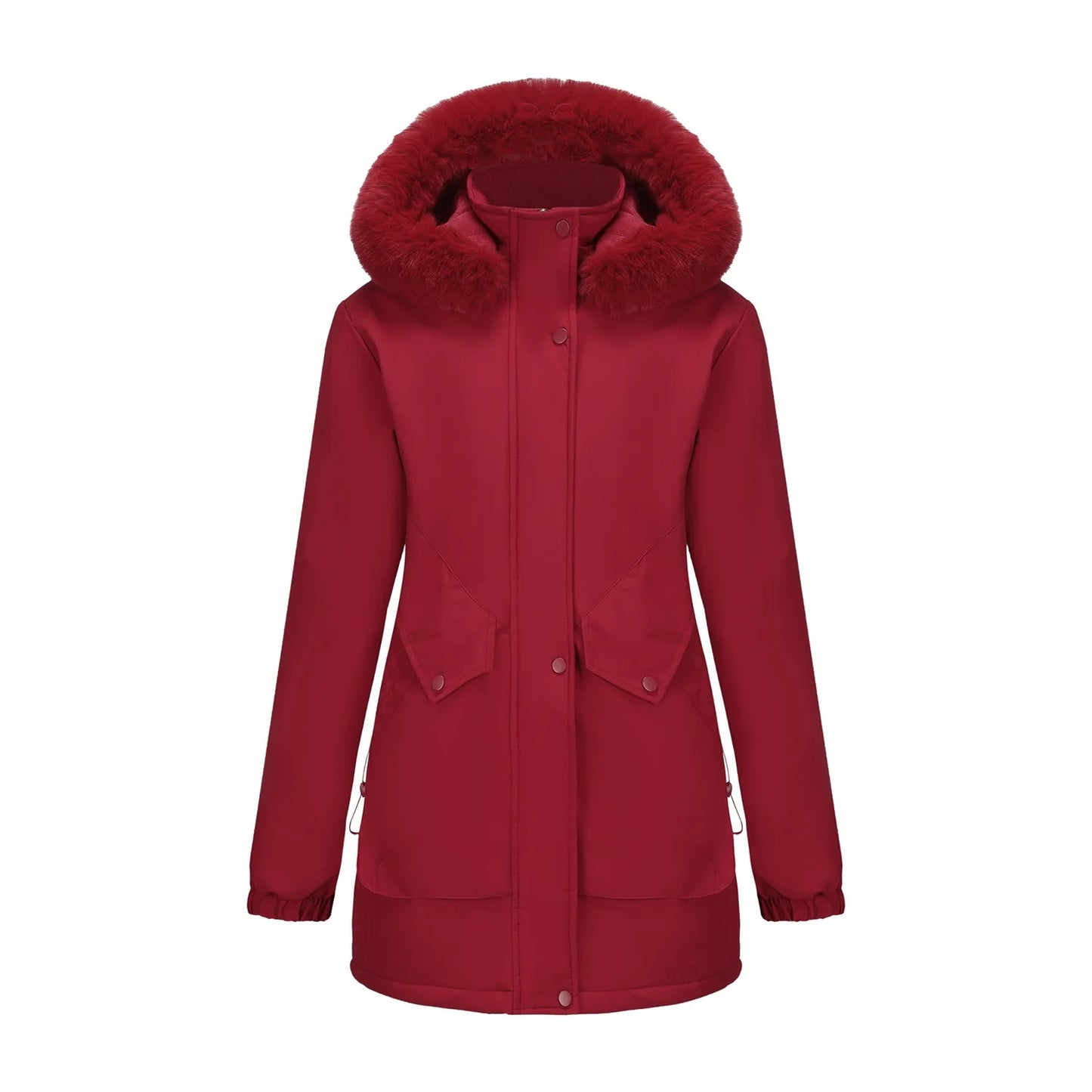 Cotton Coat Women 2025 Winter Mid-length Parka Plus Velvet Korean Style Large Fur Collar Plus Velvet Coat
