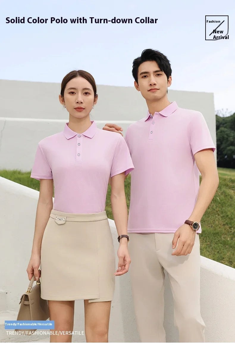 Men's and Women's Polo Shirts Summer New Work Lapel T-shirts Business High-quality UV Protection Brand Short Sleeves
