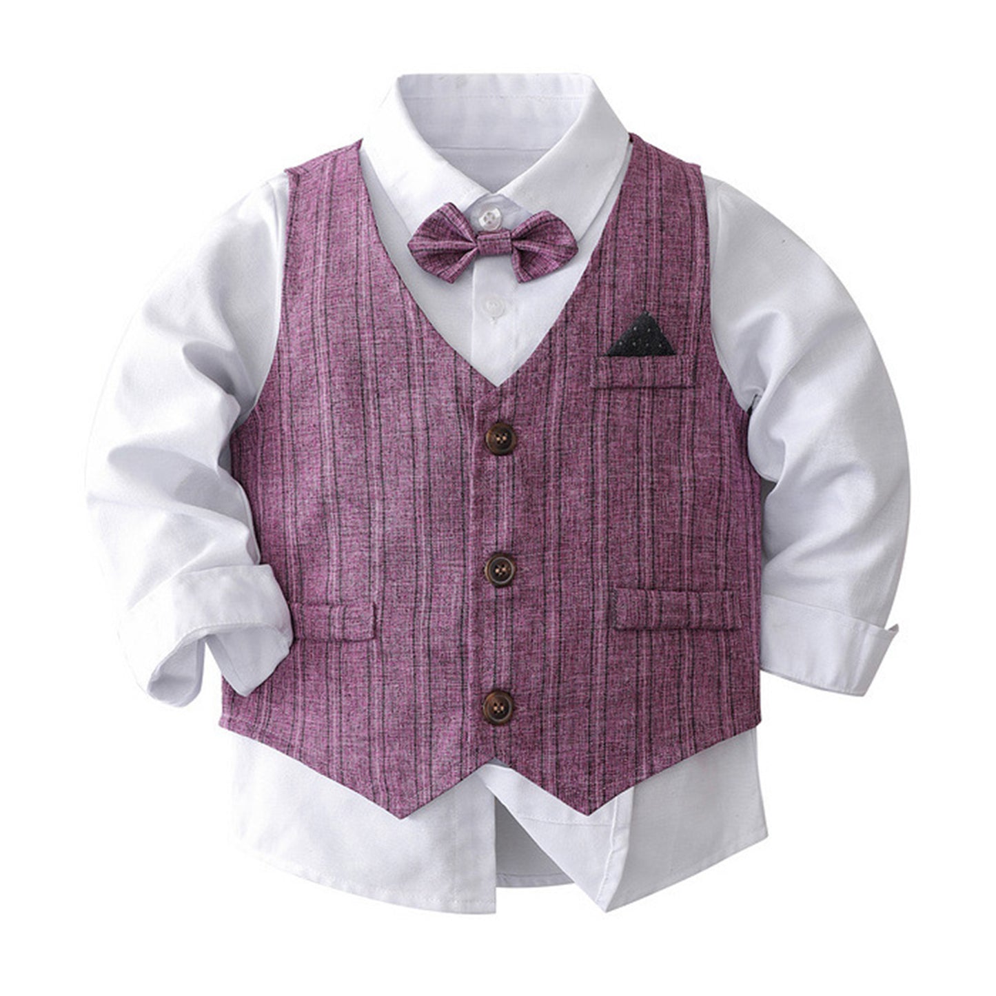Boys Suits Gentleman Tuxedo Bow Tie Shirt Suit Vest Pants 4 Pcs Chic Toddler Baby Clothes Gentleman Outfit for Baptism Birthday