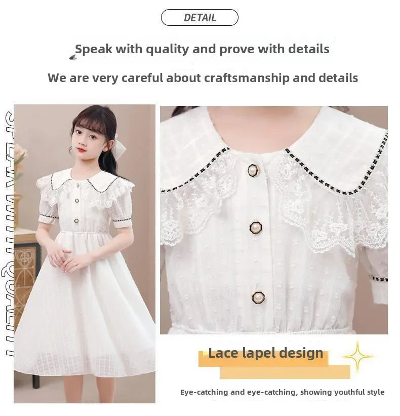 Girls' Dress 2025 Summer New Style Little Girls' Children's Princess Dress, Sweet and Elegant Summer Dress for Adults