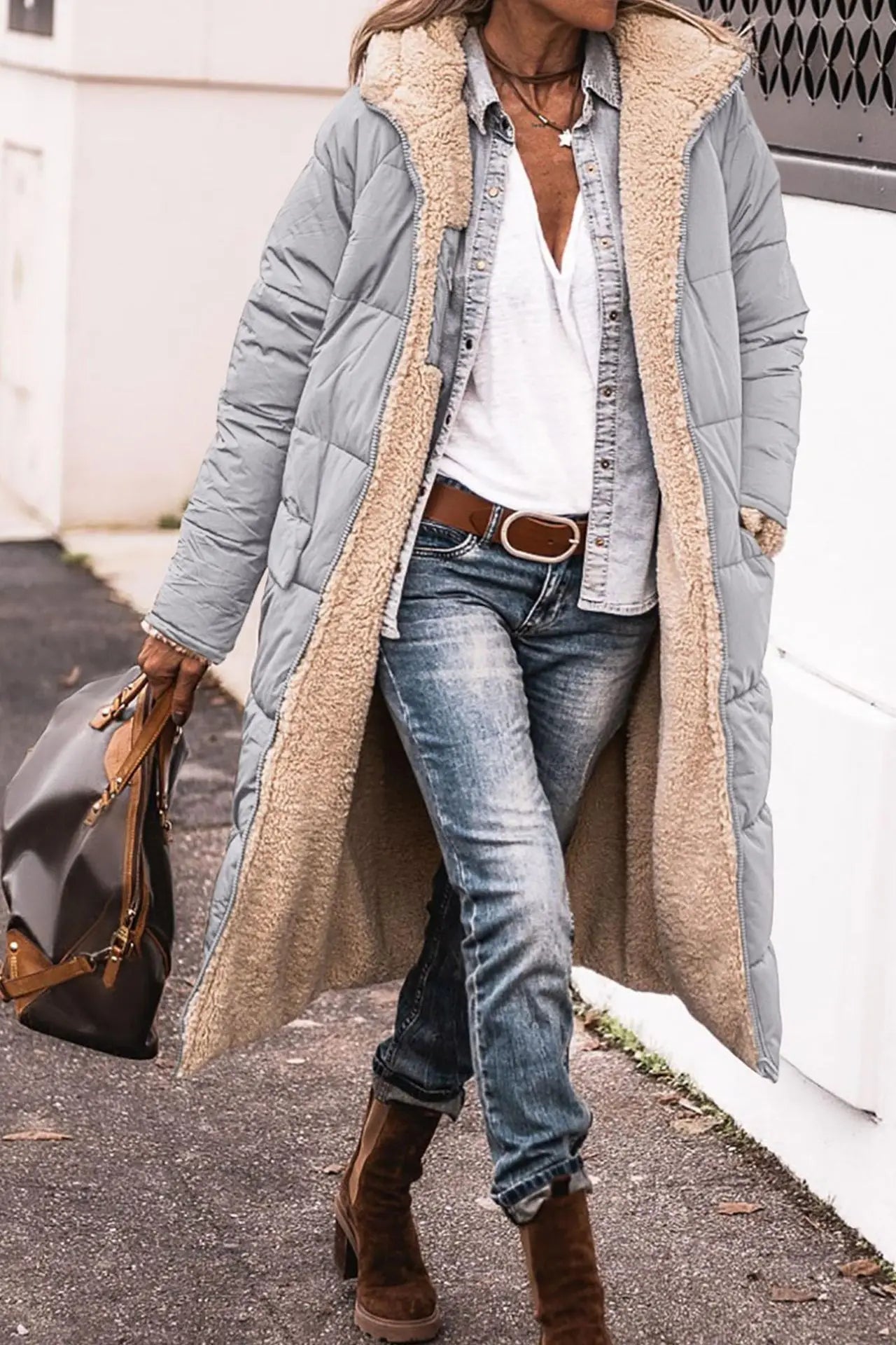 Fashion Women's Coat Winter Hooded Long Sleeve Long Warm Temperament Comfortable Casual Solid Color Ladies Coat