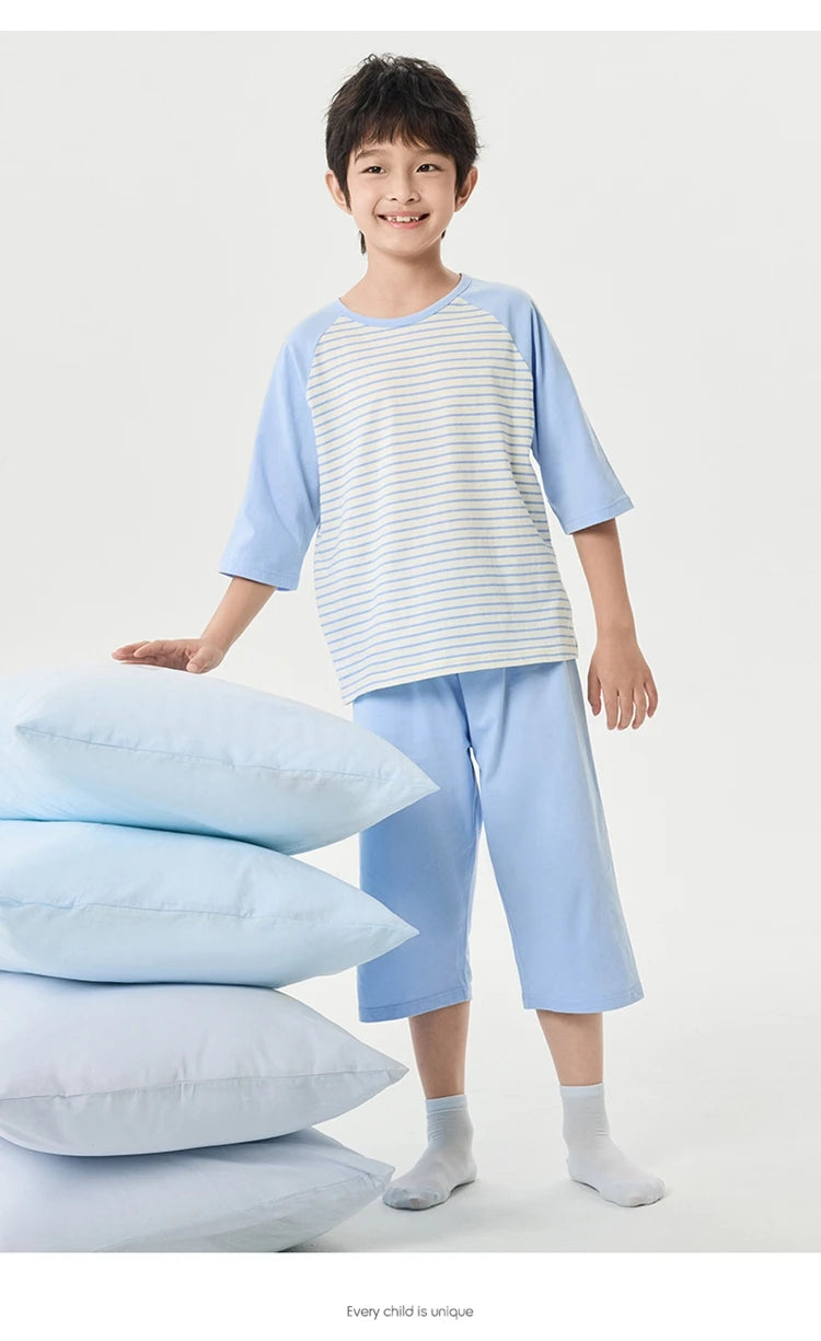 Balabala Pajama Sets Boys GirlsThin 2025 Summer New Air-conditioned Clothing Home Wear for Young and Older Children Parent-Child