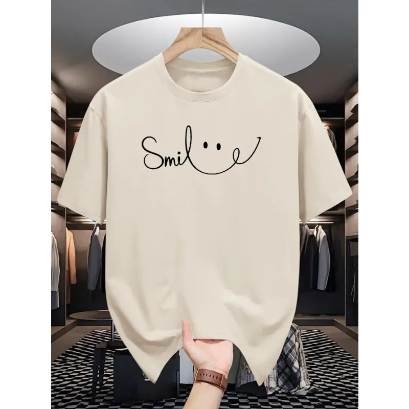 2025 T Shirt De Smile Men's Breathable Sporty Pattern Printed T-shirt, Casual and Fashionable Short-sleeved T-shirt, Top Summer