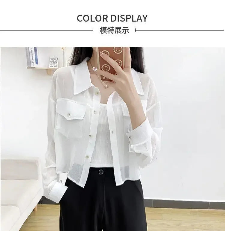 Summer Loose Chiffon Sunscreen Clothes for Women in Summer 2025 New Thin Casual Versatile Long-sleeved Cardigan Short Jacket