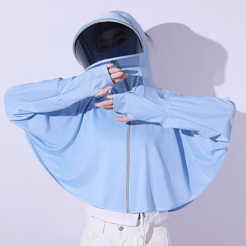 Summer Sun-protective Women's Clothing Breathable Smock Ice Silk Thin UV Protection Ladies Cloak & Cape For Women