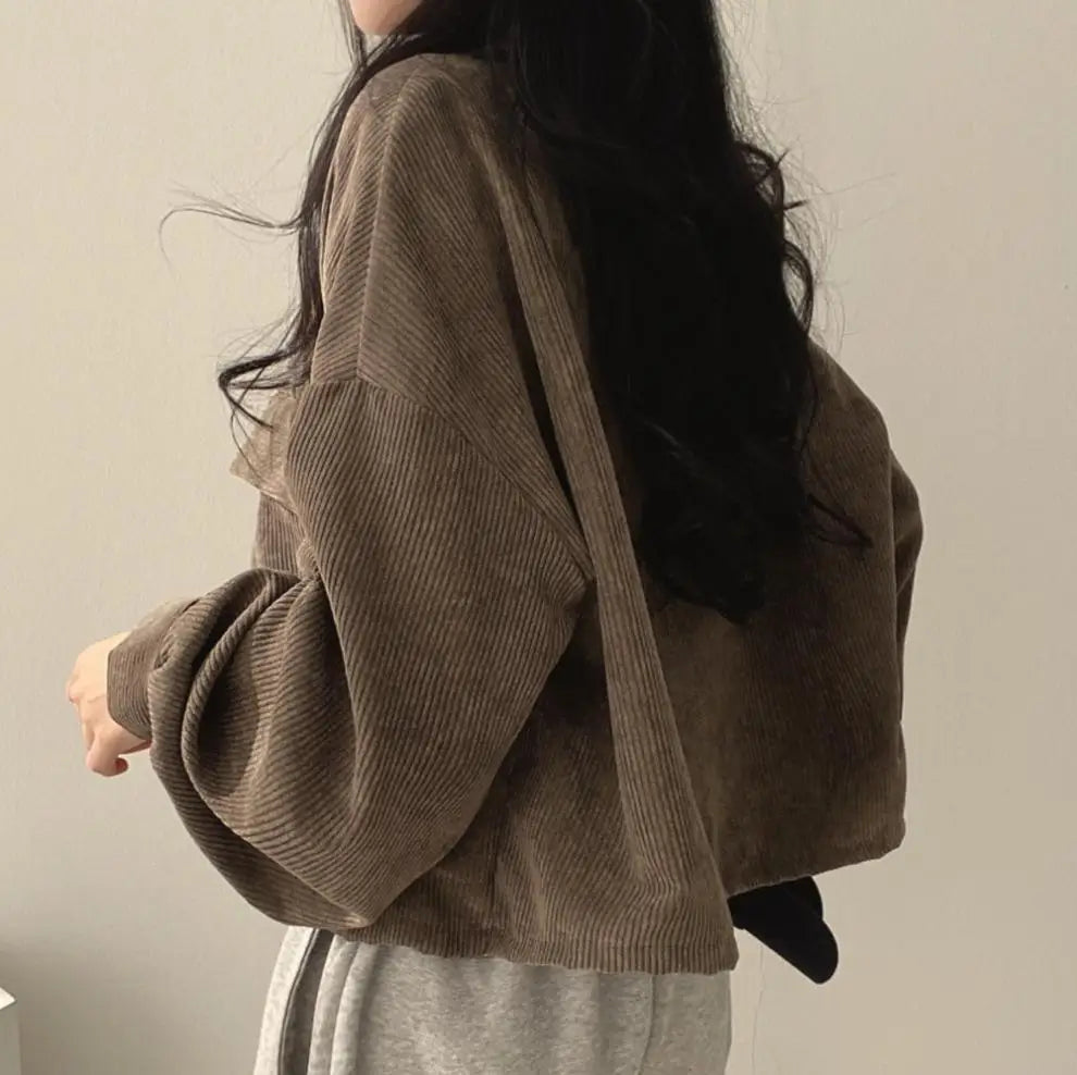 Women Coats Jackets Turn Down Collar Casual Loose Full Sleeve Coat Y2k Streetwear Jacket Work Outerwear Autumn Winter 2025