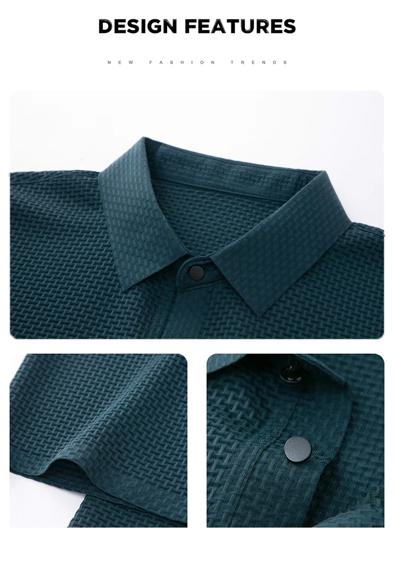Summer Short Sleeve Polo Shirts Men Turn-Down Collar Anti-Wrinkle Solid Polos Tops Breathable Male Business Casual Tees Tshirts